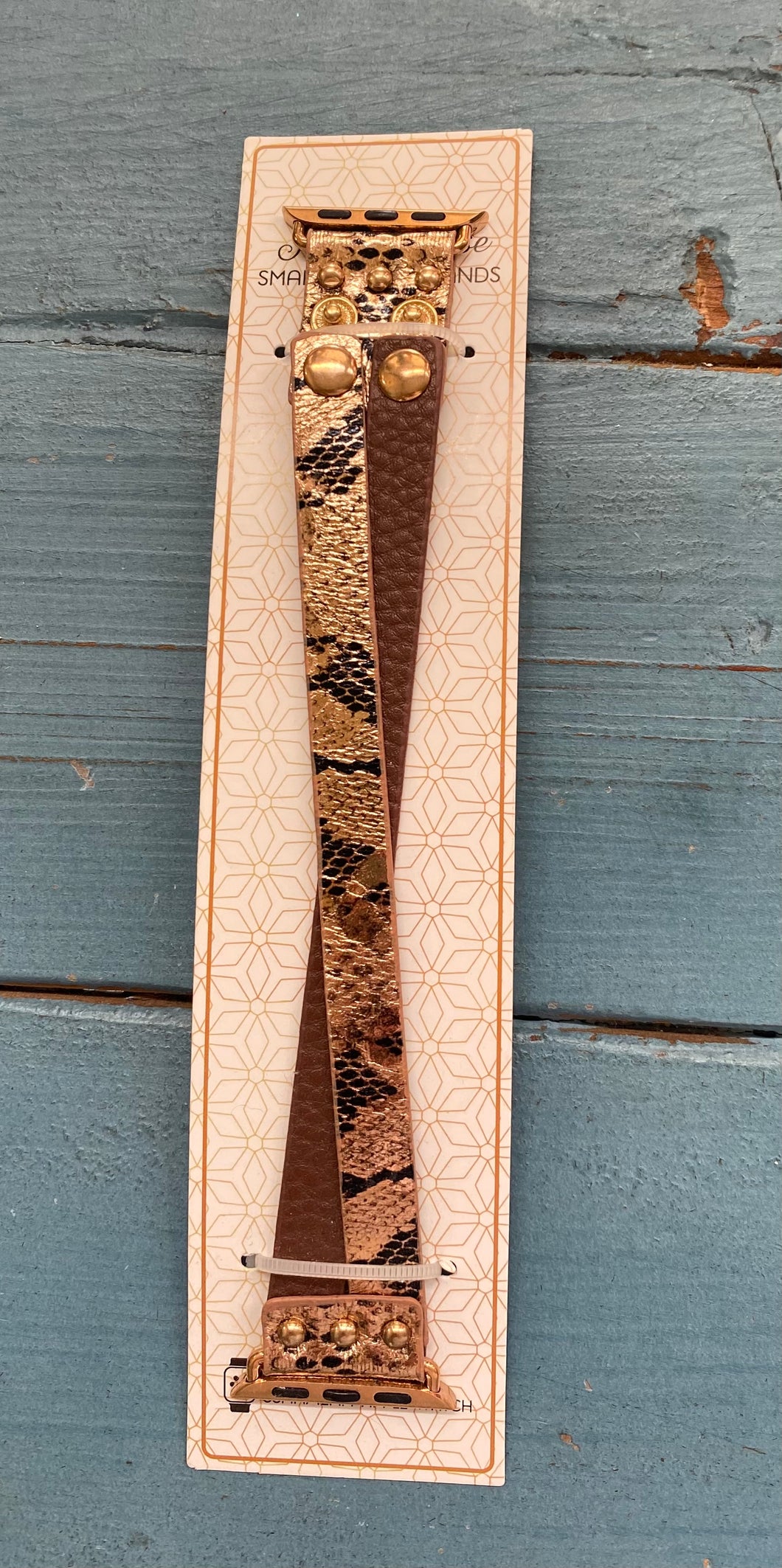 Gold and brown leather snake print 38MM/42MM Apple Watch band