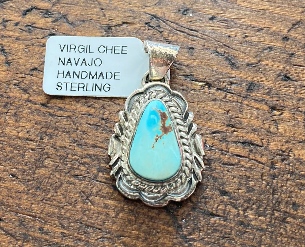 Genuine silver turquoise pendant